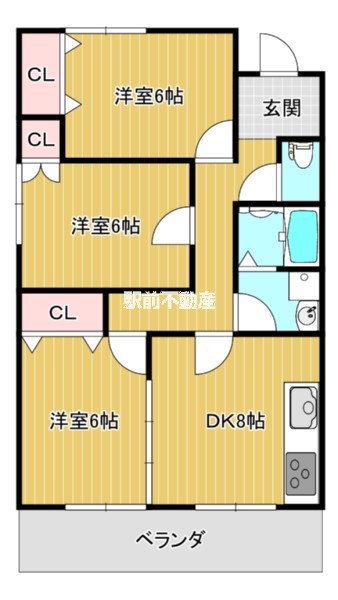 久留米市大善寺町宮本のアパートの間取り