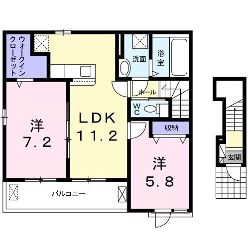 広島市安佐北区亀山のアパートの間取り