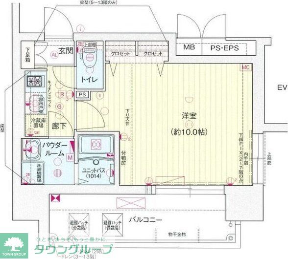 名古屋市中区栄のマンションの間取り