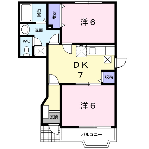 中央市一町畑のアパートの間取り