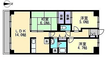 倉敷市昭和のマンションの間取り