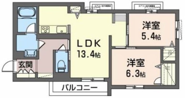 高槻市安満北の町のマンションの間取り