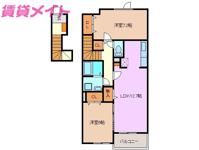 三重郡川越町大字南福崎のアパートの間取り