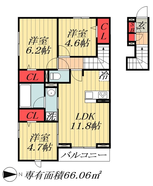 船橋市東船橋のアパートの間取り