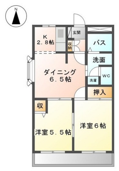 岡山市中区東川原のマンションの間取り