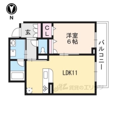 京都市右京区西院西田町のマンションの間取り