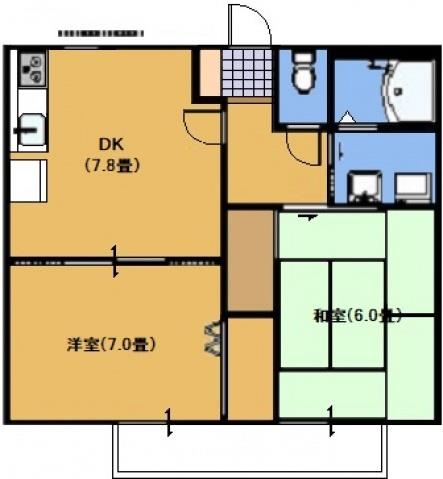 広島市佐伯区坪井のアパートの間取り