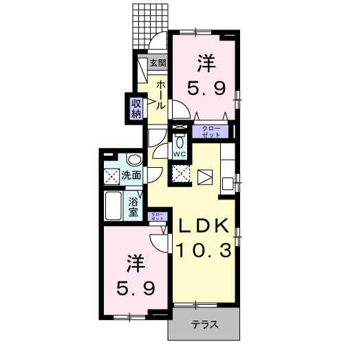 出水市向江町のアパートの間取り