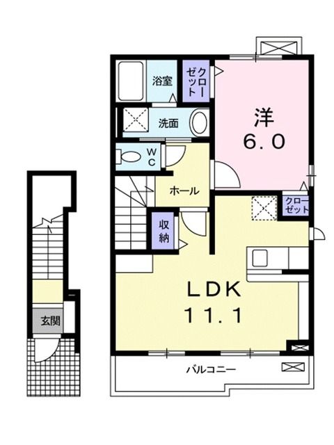 松山市余戸中のアパートの間取り