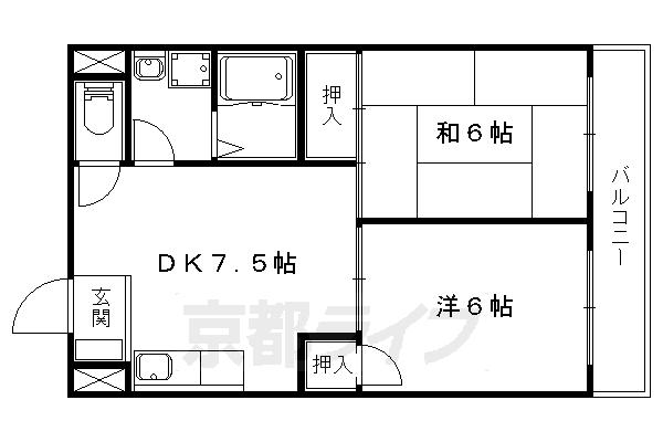 京都市山科区音羽沢町のマンションの間取り