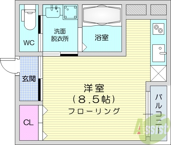 仙台市若林区新寺のマンションの間取り