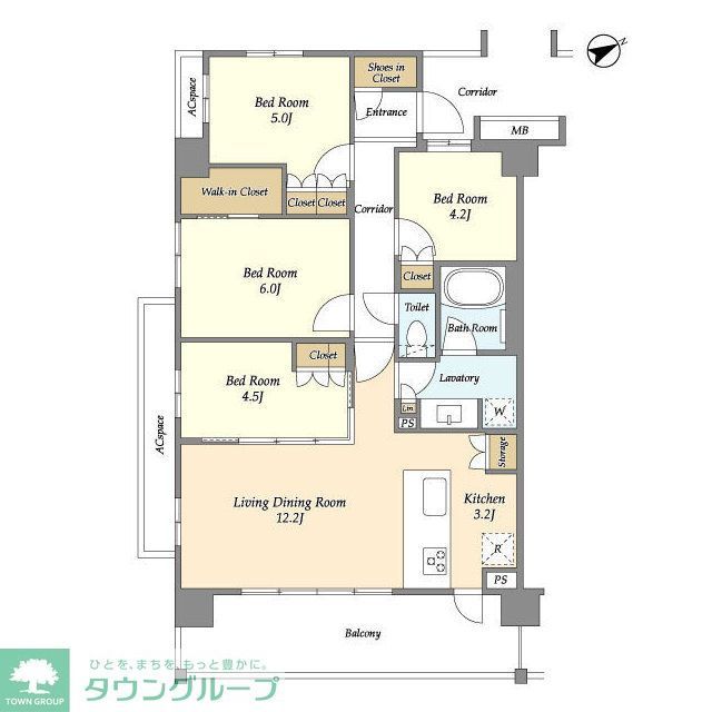 横浜市青葉区千草台のマンションの間取り