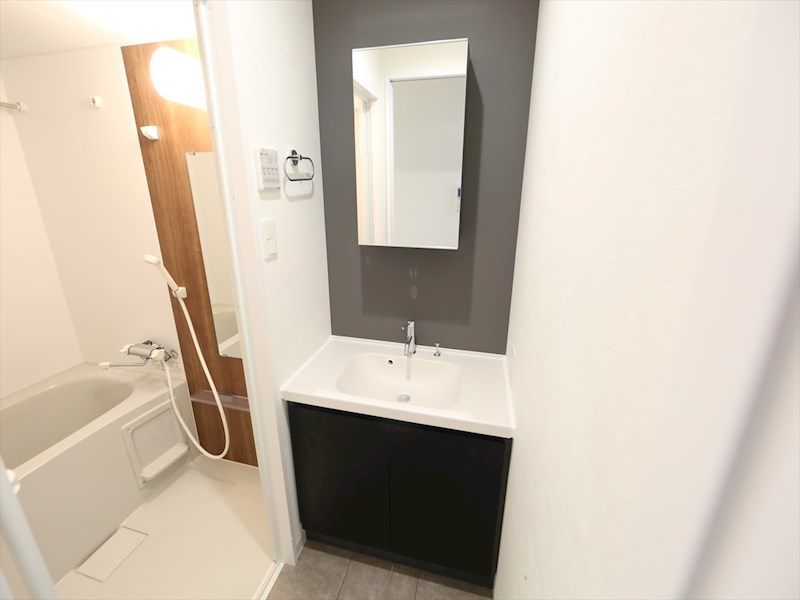 洗面設備　脱衣所　独立洗面台　収納スペース有