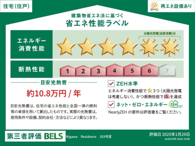 省エネ性能ラベル　省エネ性能ラベル（２０３）