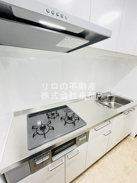 キッチン　お料理好きにはオススメのグリル付３口システムキッチン設置済♪
