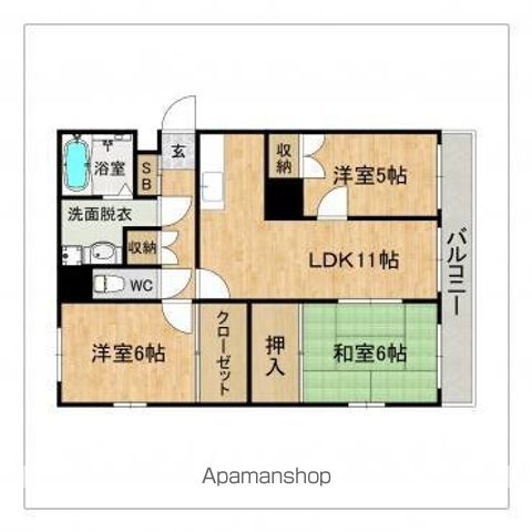 ＪＲ鹿児島本線 春日駅 徒歩20分 4階建 築33年の間取り写真