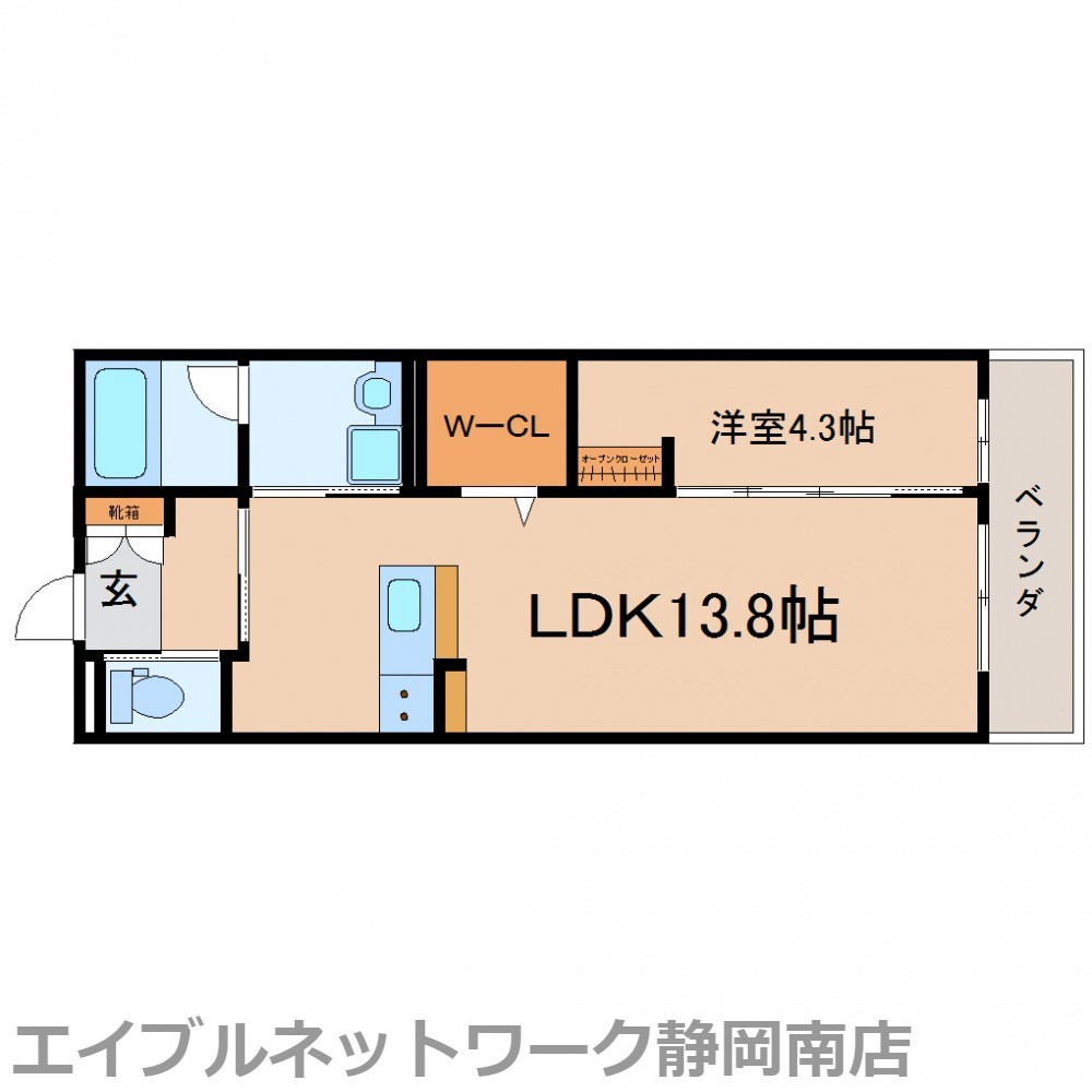 静岡市駿河区豊田のマンションの間取り