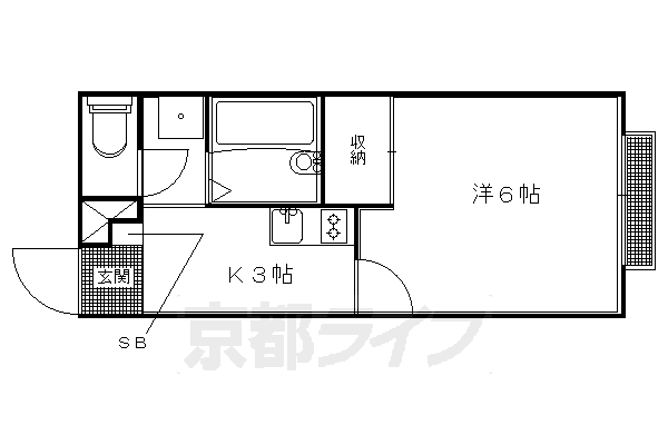 京都市左京区高野清水町のアパートの間取り