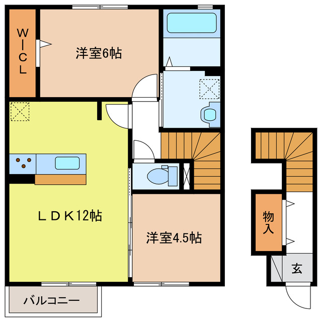 岐阜市芥見町屋のアパートの間取り