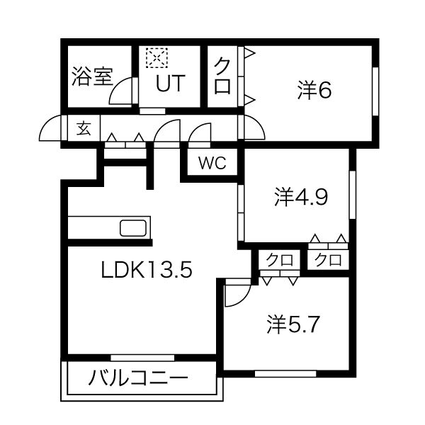 札幌市西区発寒七条のマンションの間取り