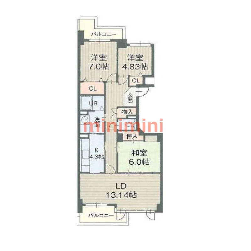 茨木市紫明園のマンションの間取り