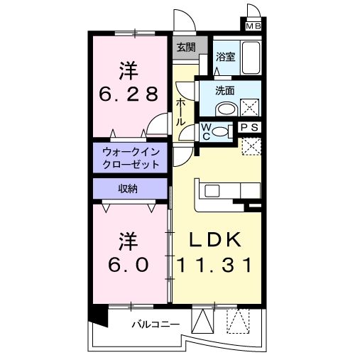 アベニール三鷹　Ｌの間取り