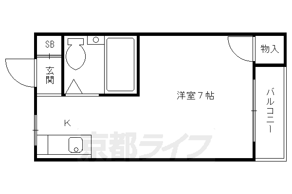 京都市伏見区深草ケナサ町のアパートの間取り