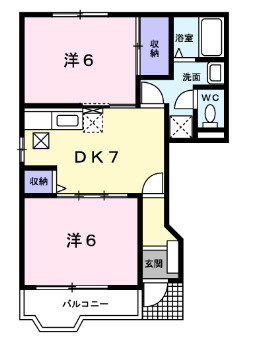 郡山市安積町長久保のアパートの間取り