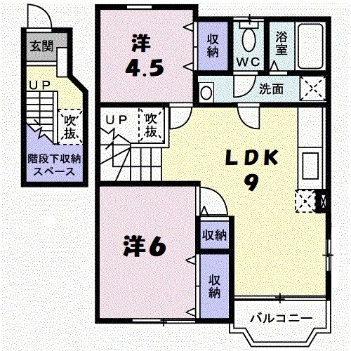 西宮市山口町上山口のアパートの間取り