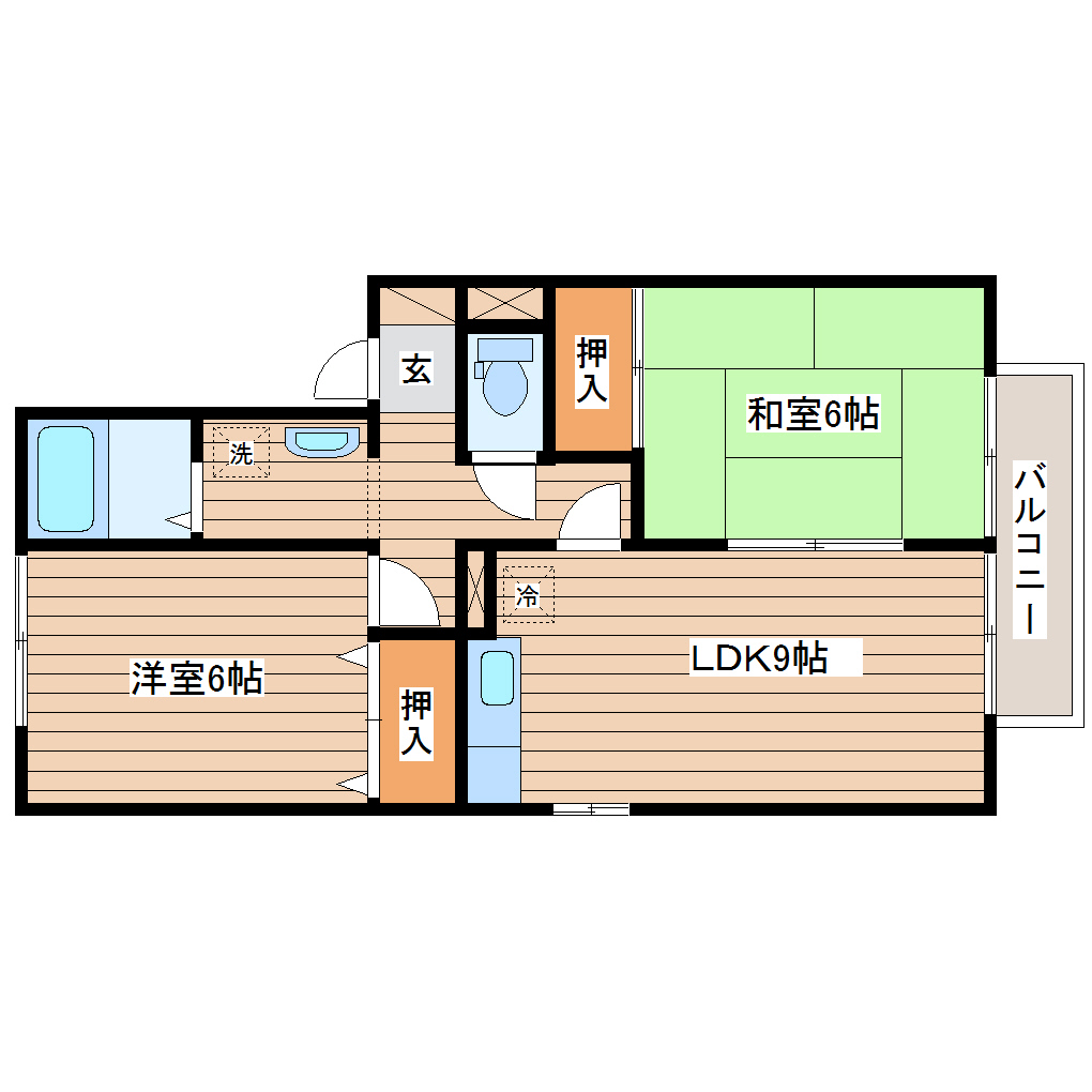 仙台市泉区上谷刈のアパートの間取り