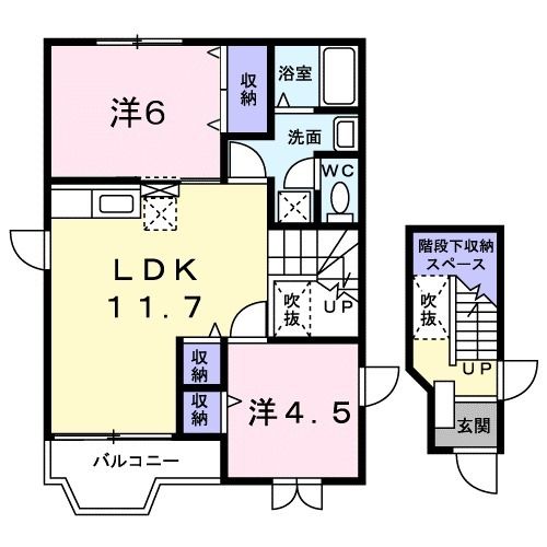 白石市旭町のアパートの間取り