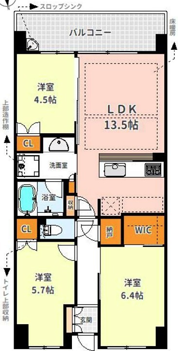 大阪市淀川区三津屋北のマンションの間取り