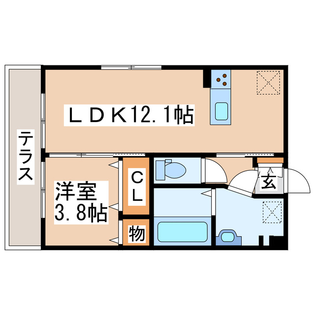 熊本市東区新南部のアパートの間取り