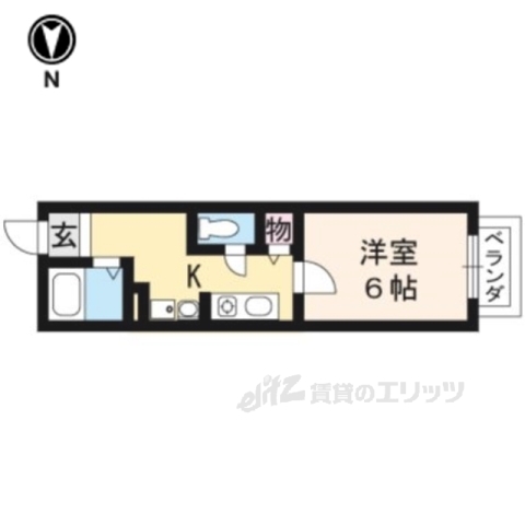 京都市伏見区鍛冶屋町のアパートの間取り