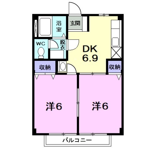 知多郡阿久比町大字白沢のアパートの間取り