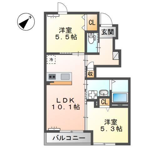 広島市佐伯区五日市町大字上河内のアパートの間取り