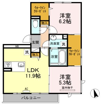 広島市中区光南のアパートの間取り