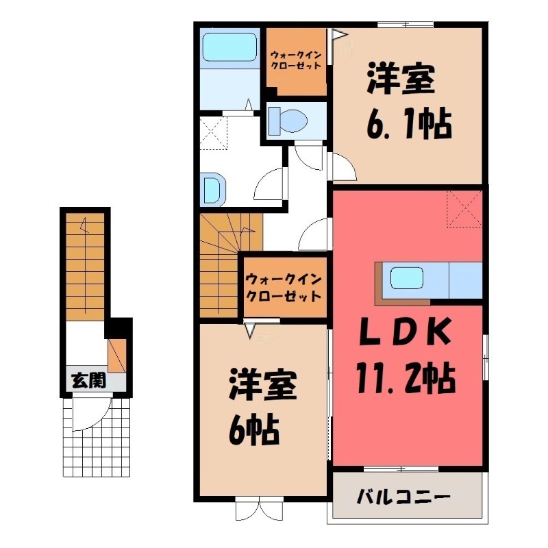 太田市大原町のアパートの間取り