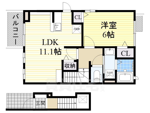 堺市中区東山のアパートの間取り