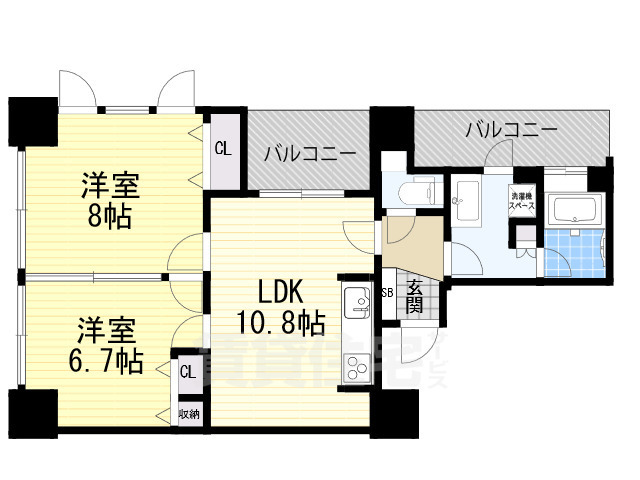 大阪市中央区東心斎橋のマンションの間取り