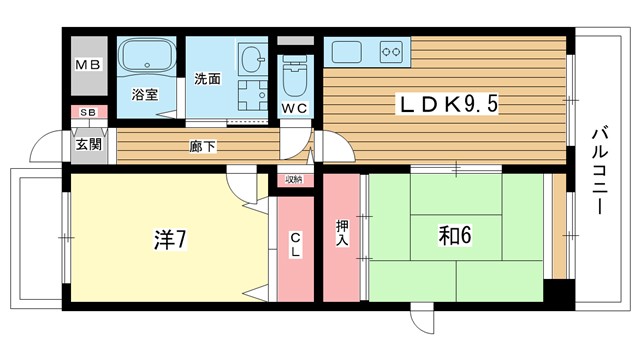 阪急宝塚線 曽根駅 徒歩7分 5階建 築27年の間取り写真