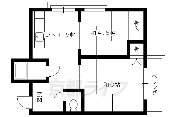 京都市伏見区過書町のマンションの間取り