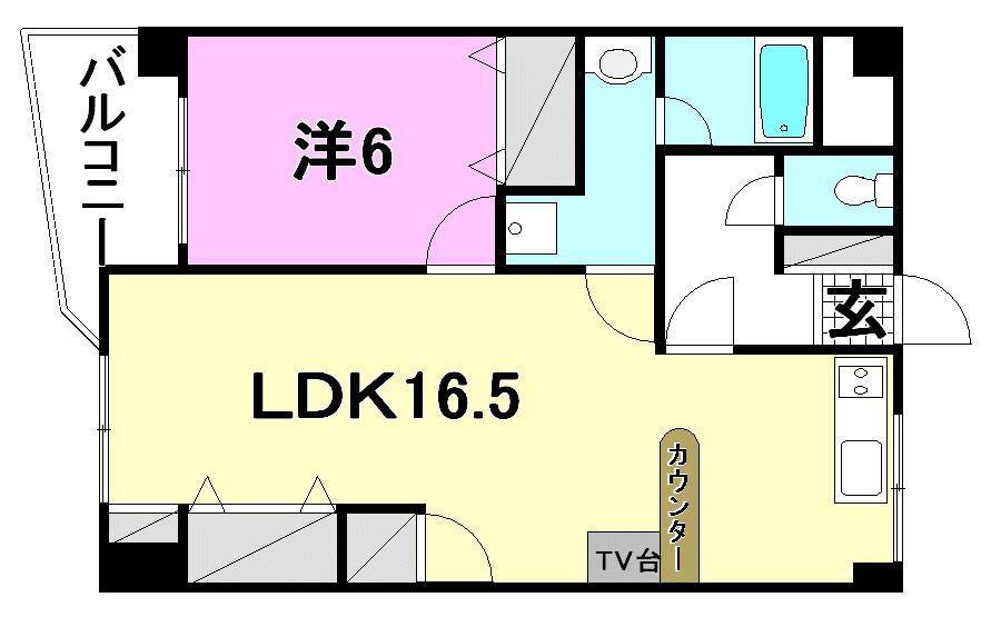 松山市立花のマンションの間取り