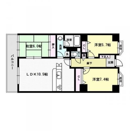 福岡市早良区百道浜のマンションの間取り