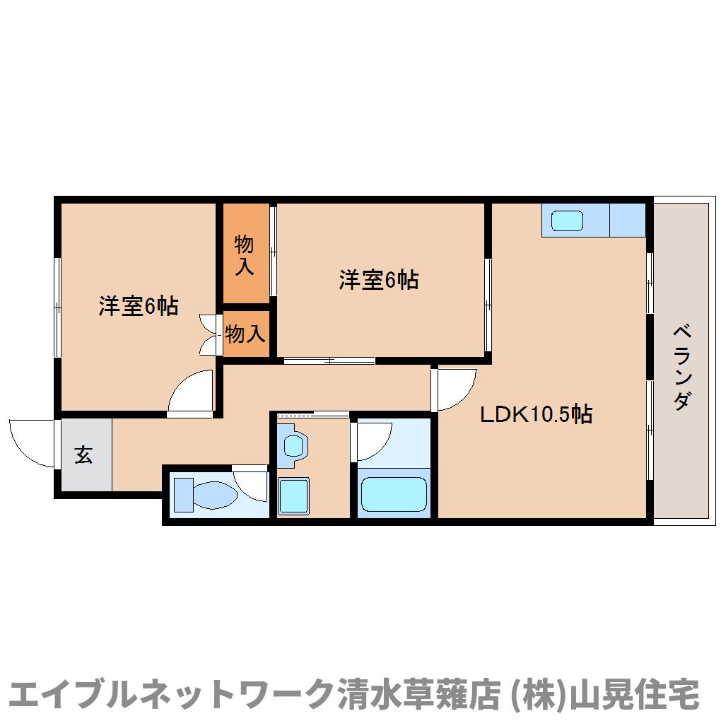 静岡市清水区長崎新田のマンションの間取り