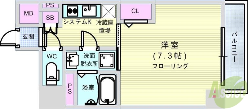 大阪市西区南堀江のマンションの間取り