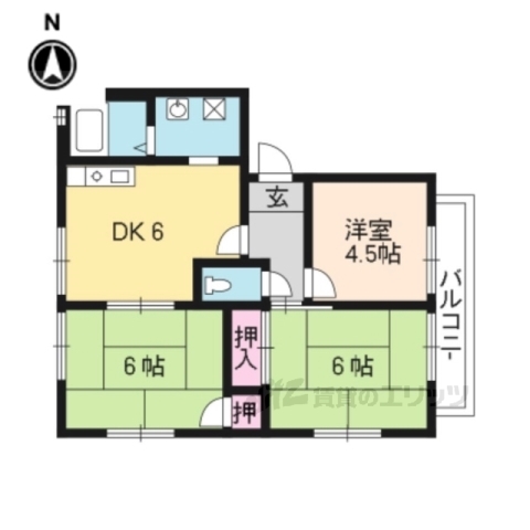 京都市山科区音羽稲芝のアパートの間取り