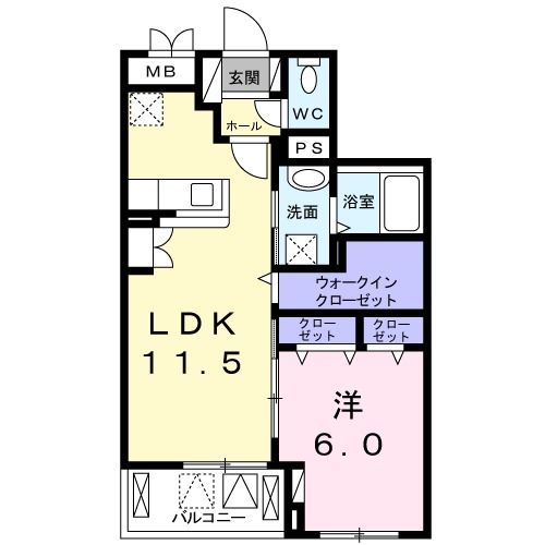 【神戸市北区山田町小部のマンションの間取り】