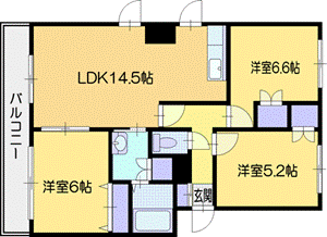 札幌市清田区平岡四条のマンションの間取り