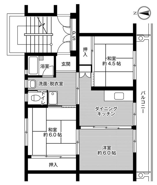 ビレッジハウス玉穂　2号棟の間取り